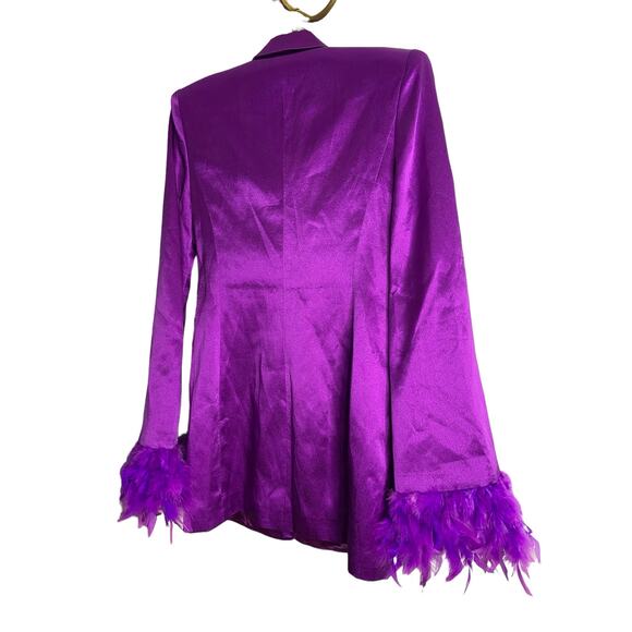 Bronx and Banco Odessa Silk Feathered Mini Blazer Dress Cocktail Party Sz 2 - Picture 10 of 12